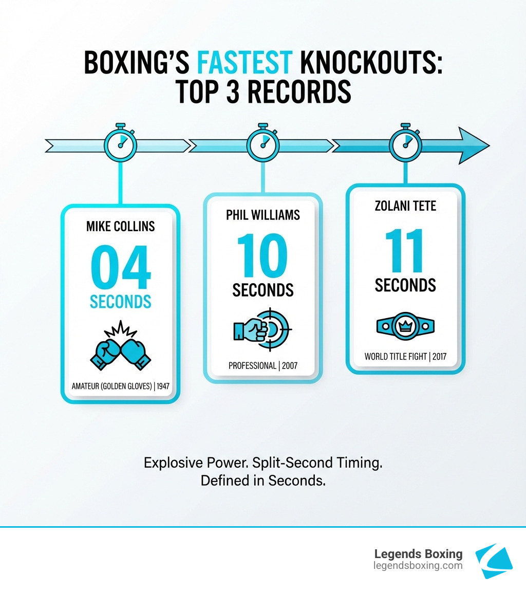 Boxing's Fastest Knockouts — Top 3 Records Infographic
